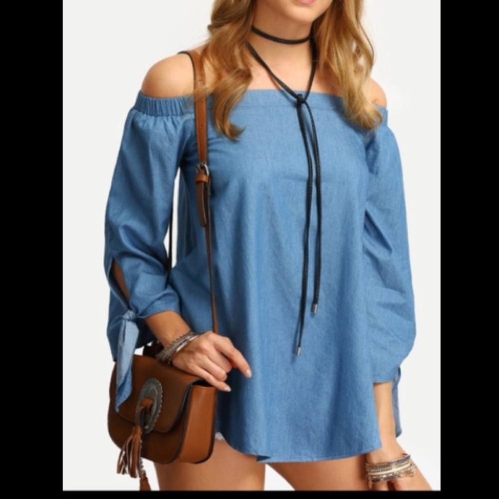 Blue off the shoulder top!