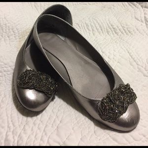Charcoal silver embellished 1" heels/flats