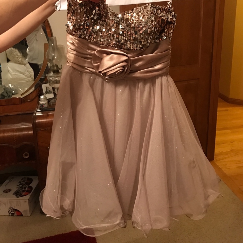 Homecoming sparkly nude dress