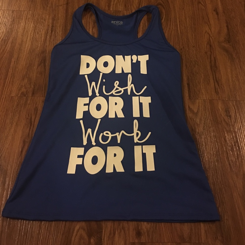 Blue workout razorback tank top