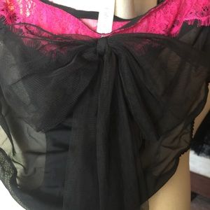 Lane Bryant Blk/Hot Pink Sexy Panty/w Bk Bow 18/20