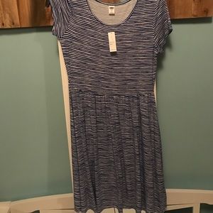 Blue and white striped dress