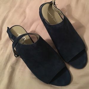 Blue suede heels