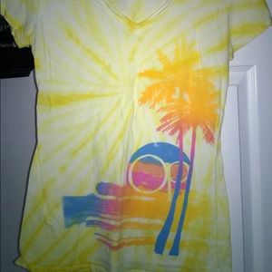 OP Yellow Tie Dye Graphic Print Tee Shirt