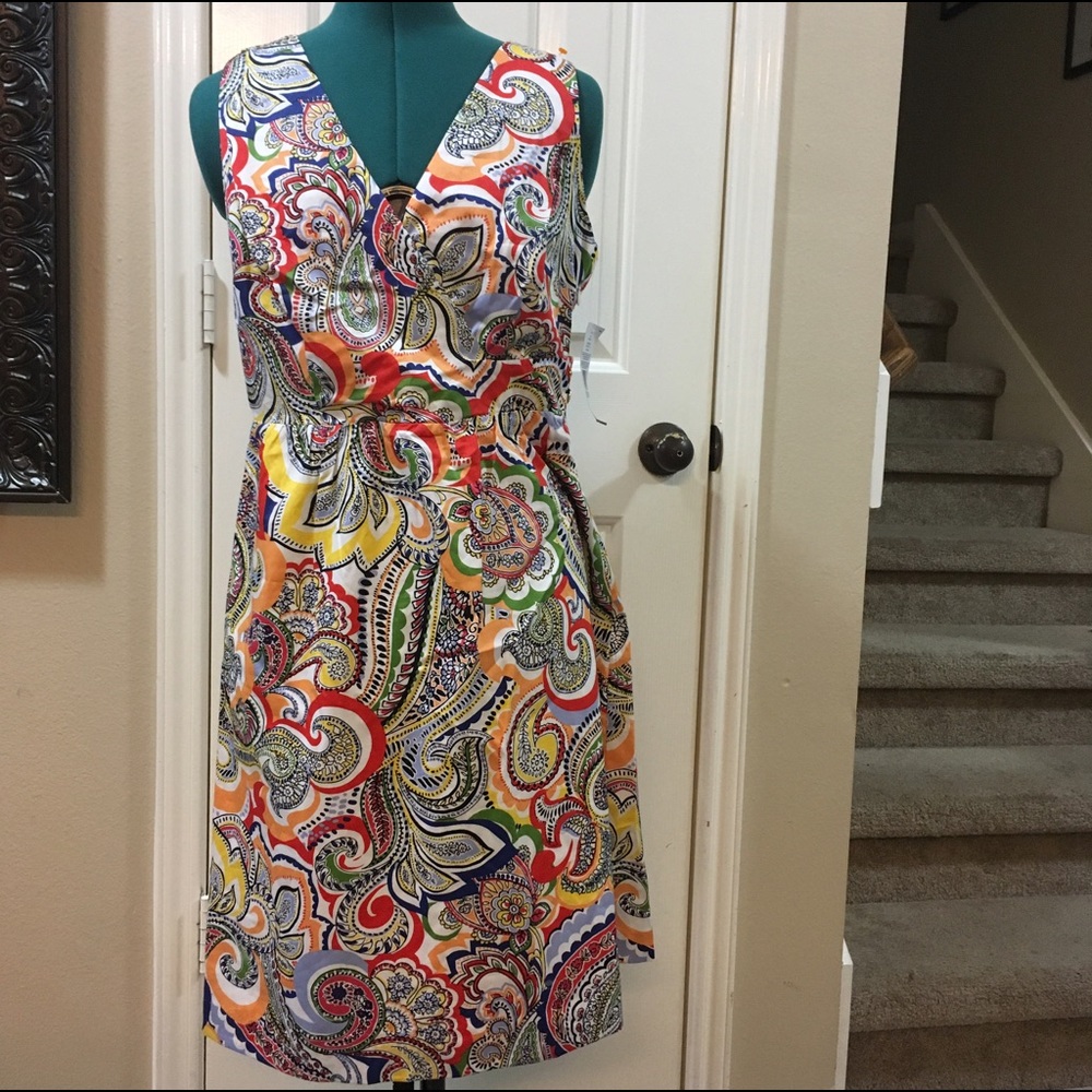 Tommy Hilfiger cotton lined dress bright paisley