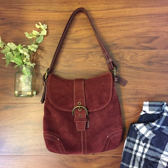 Coach Handbags - Coach Red Suede Handbag & Crossbody