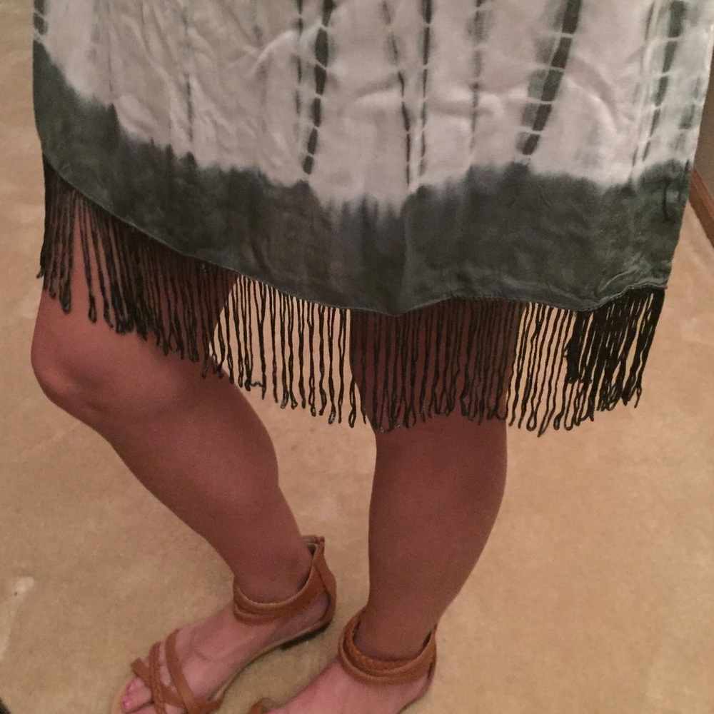 Green Tye Dye Fringe Dress - Picture 4 of 4