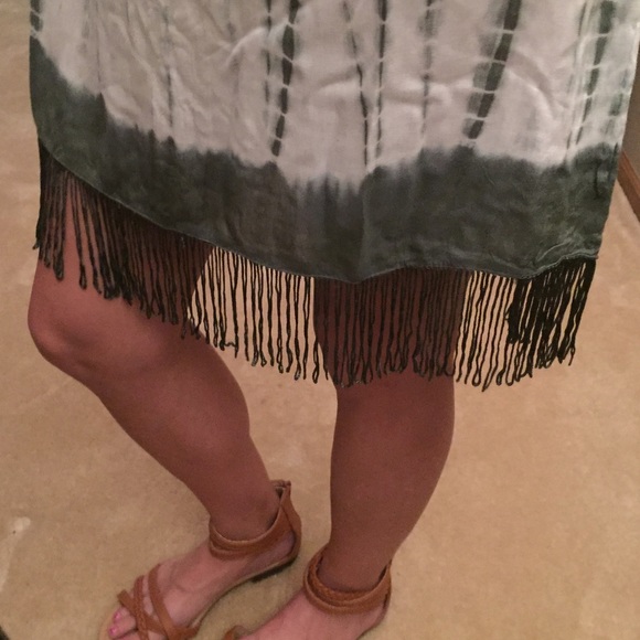 Green Tye Dye Fringe Dress - Picture 4 of 4