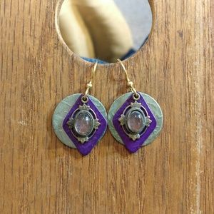 Vintage Metallic Glass Earrings