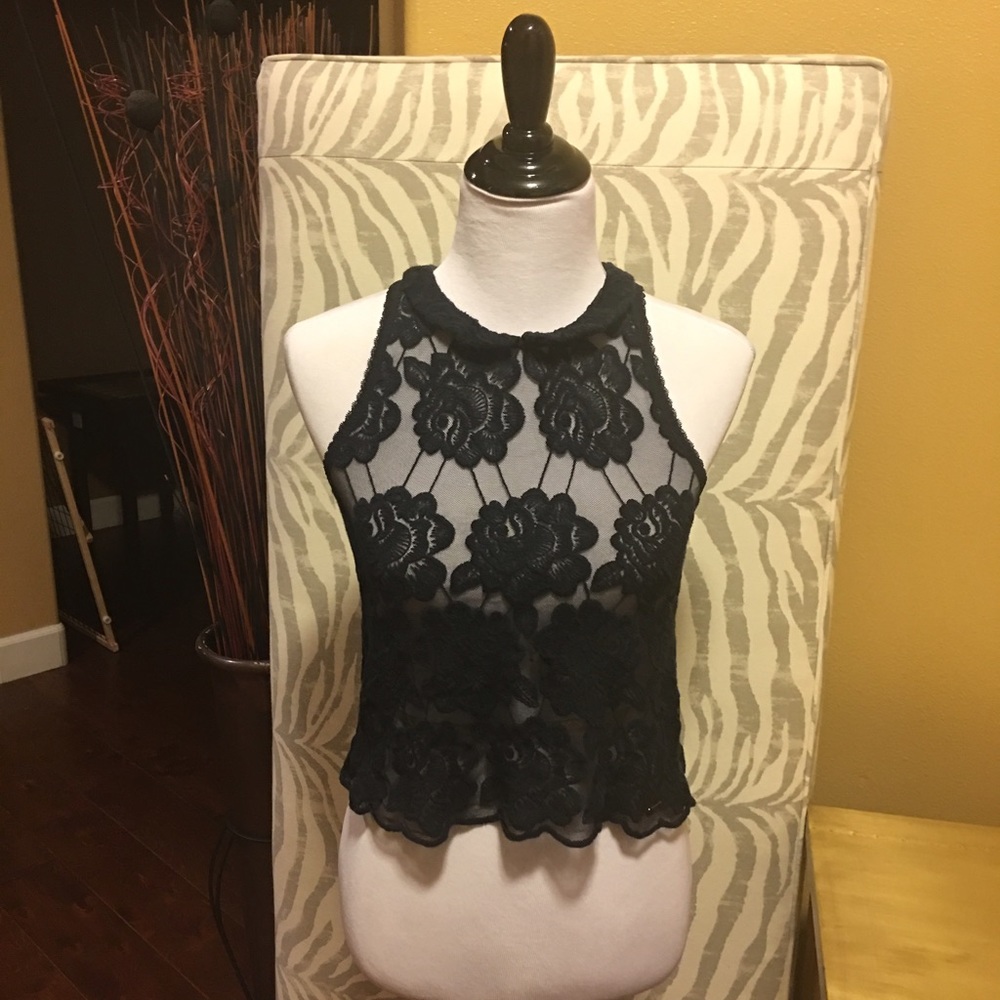 Abercrombie & Fitch Navy Blue Lace Blouse