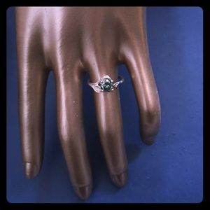 Teal Green Moissanite Ring