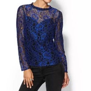 Ted Baker Blue and Black Lace Layered Top
