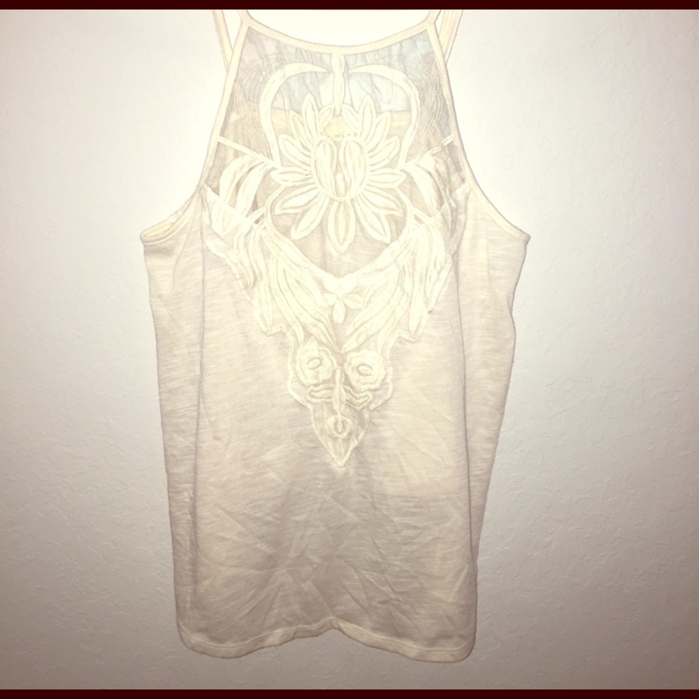 White tank top with white floral chest