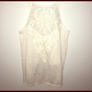 White tank top with white floral chest