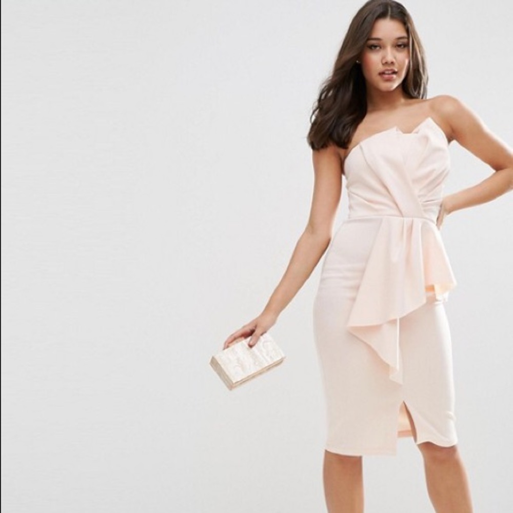 ASOS Scuba Bandeau Midi Dress with Heavy Fold