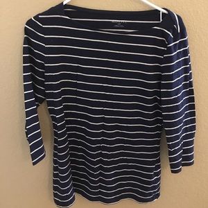 Merona Navy/white striped top