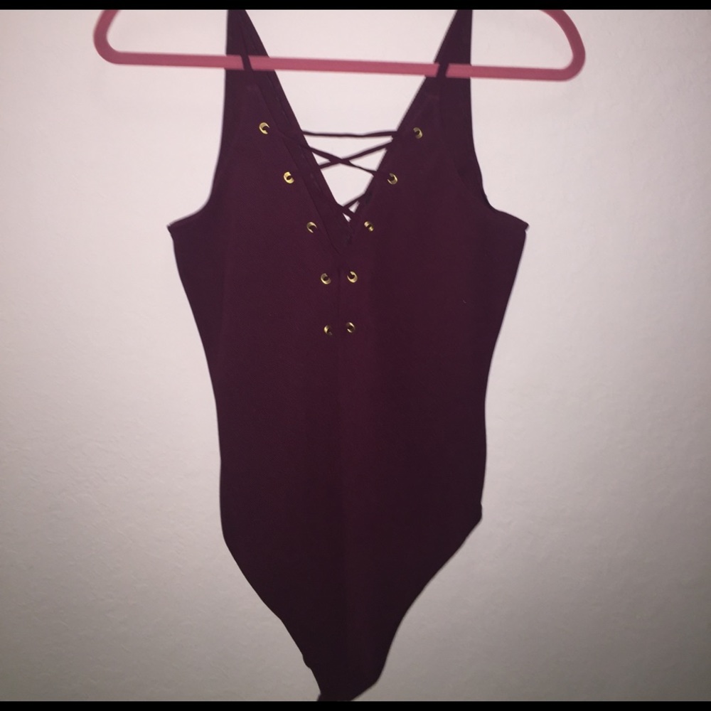 Express Burgundy maroon tank top bodysuit