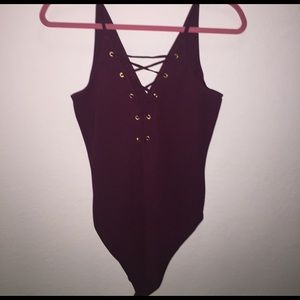Express Burgundy maroon tank top bodysuit