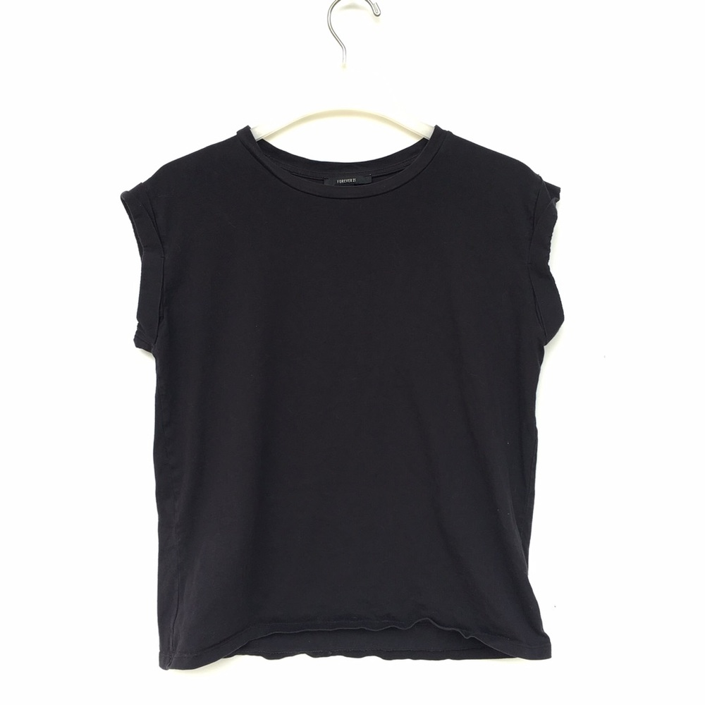 Black Cuffed Sleeve T-Shirt