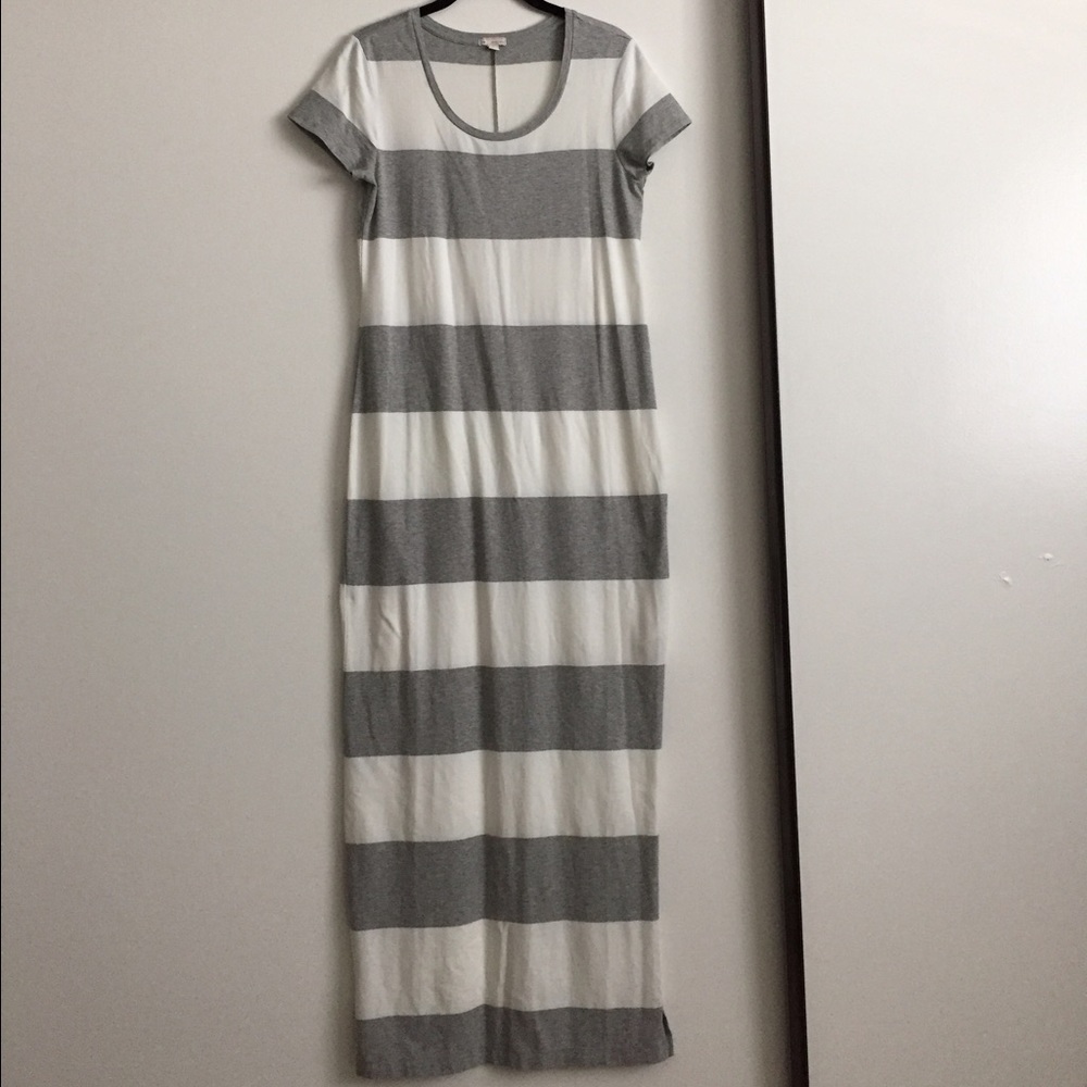 Gap white/gray stripes maxi dress