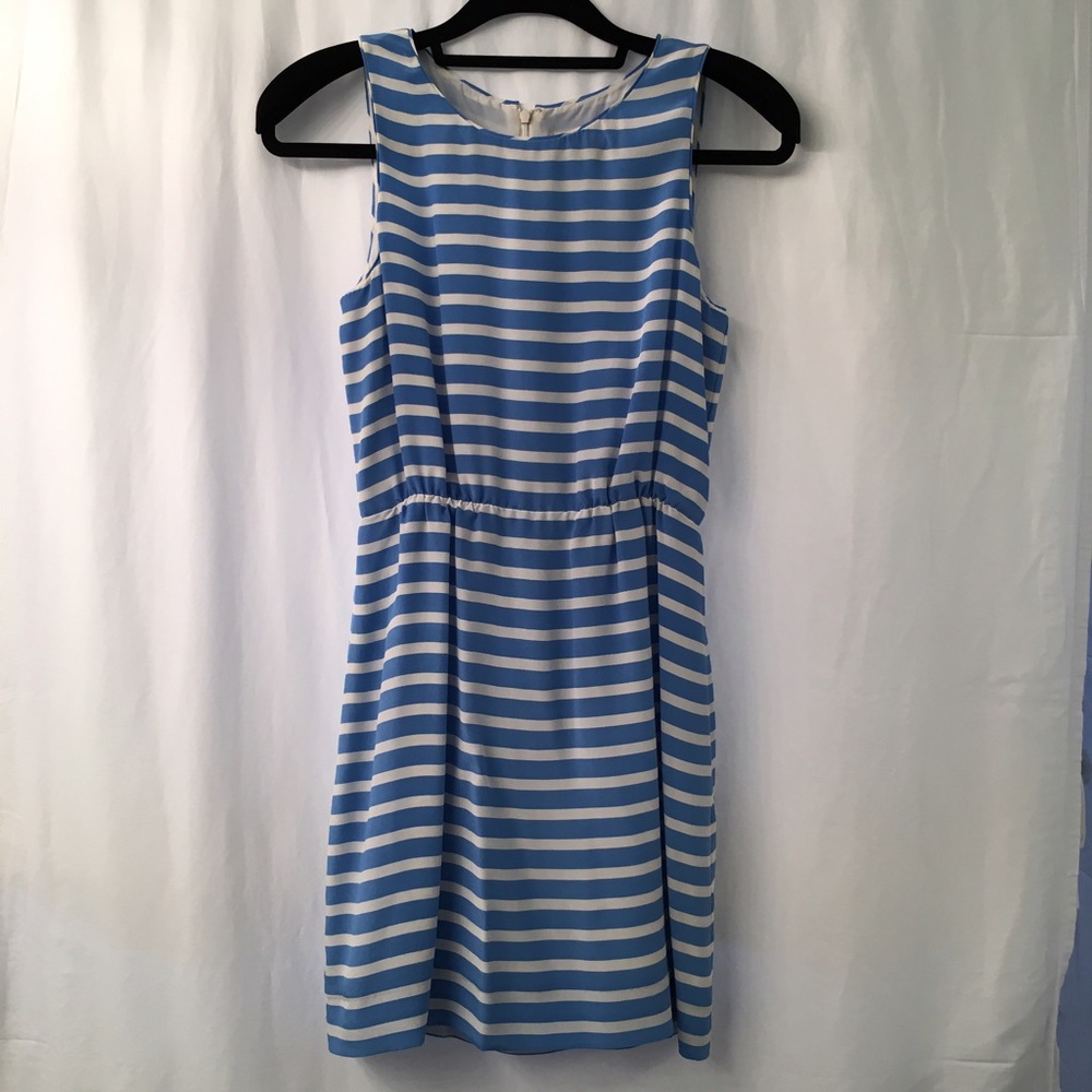 J. Crew blue and white striped silk dress size 2