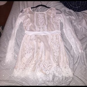 White and nude lace romper