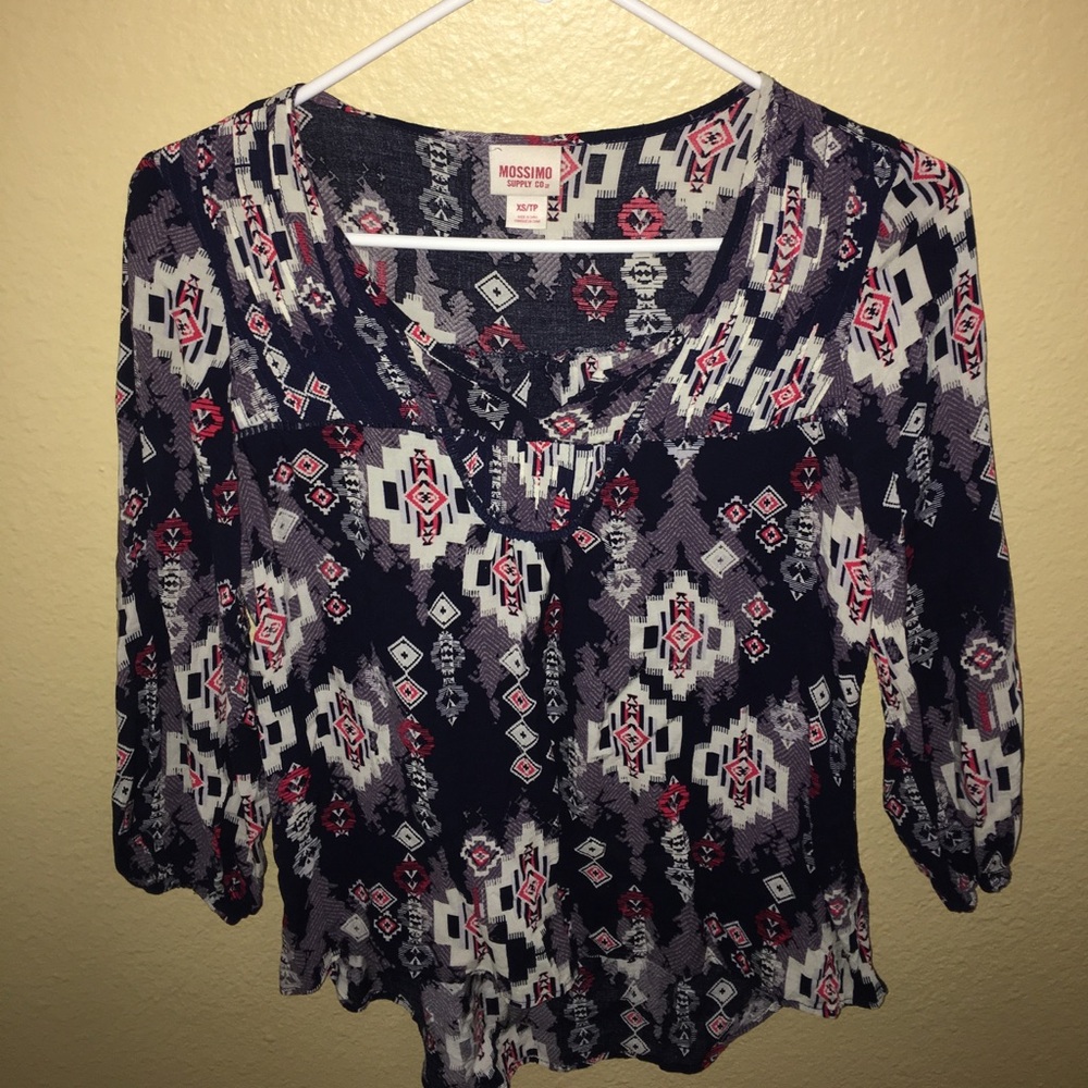 Navy blue printed top