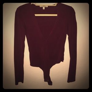 Express Maroon burgundy long sleeve body suit