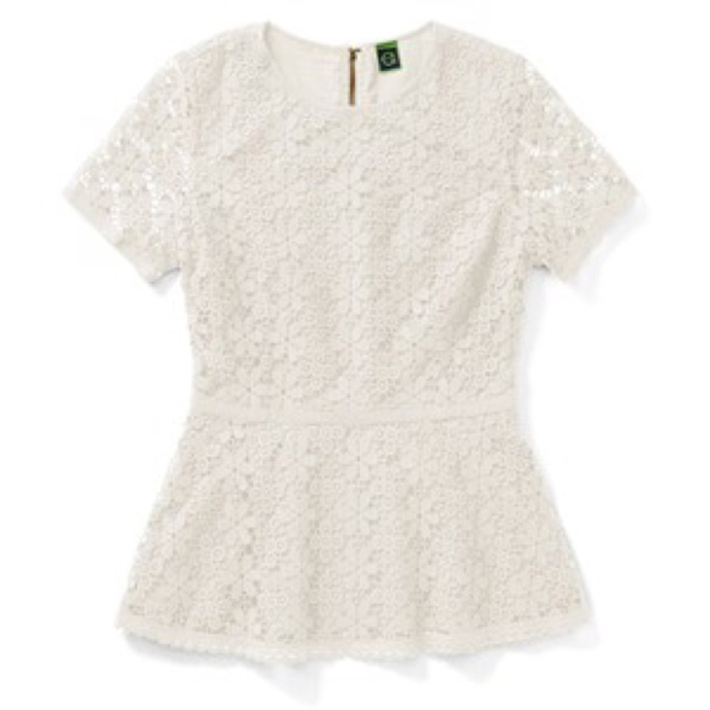 C wonder Floral Lace Chemical Peplum in White