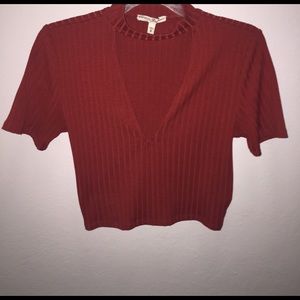 Express Burgundy crop top with chokerchest diamond