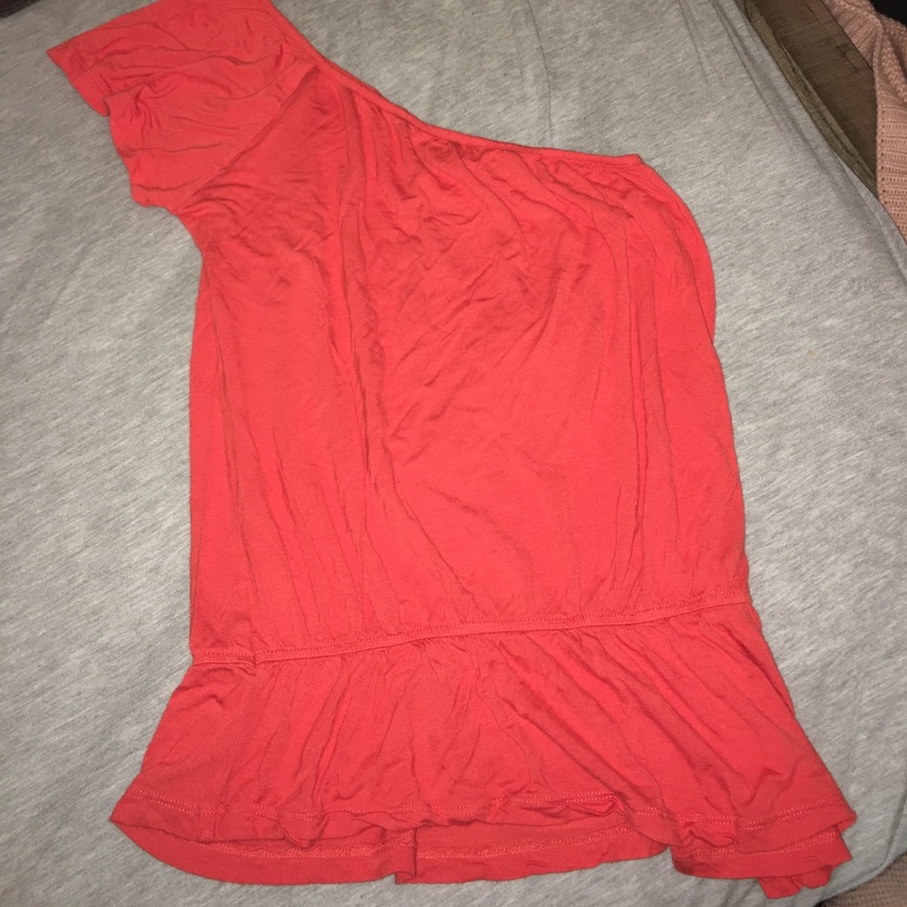 Orange/Coral one shoulder top