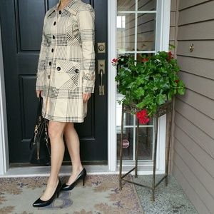 Anthropologie Tulle cream & plaid coat