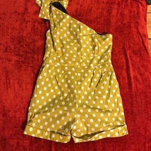 Polka dot , one shoulder romper