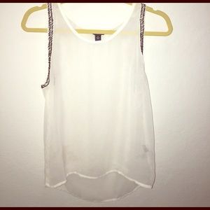 White see through tank top with sequins