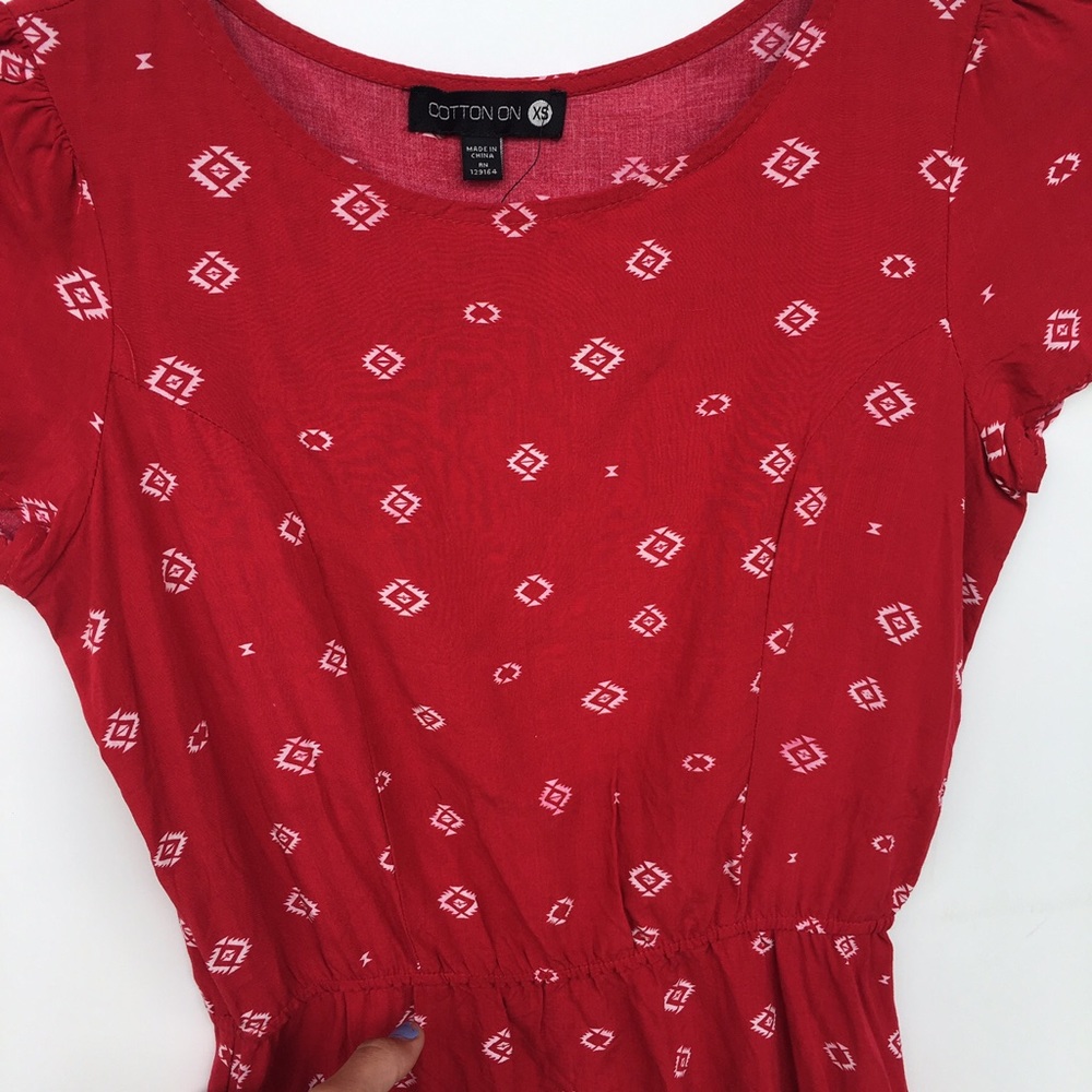 Cotton On Printed Red Skater Dress - Picture 2 of 4