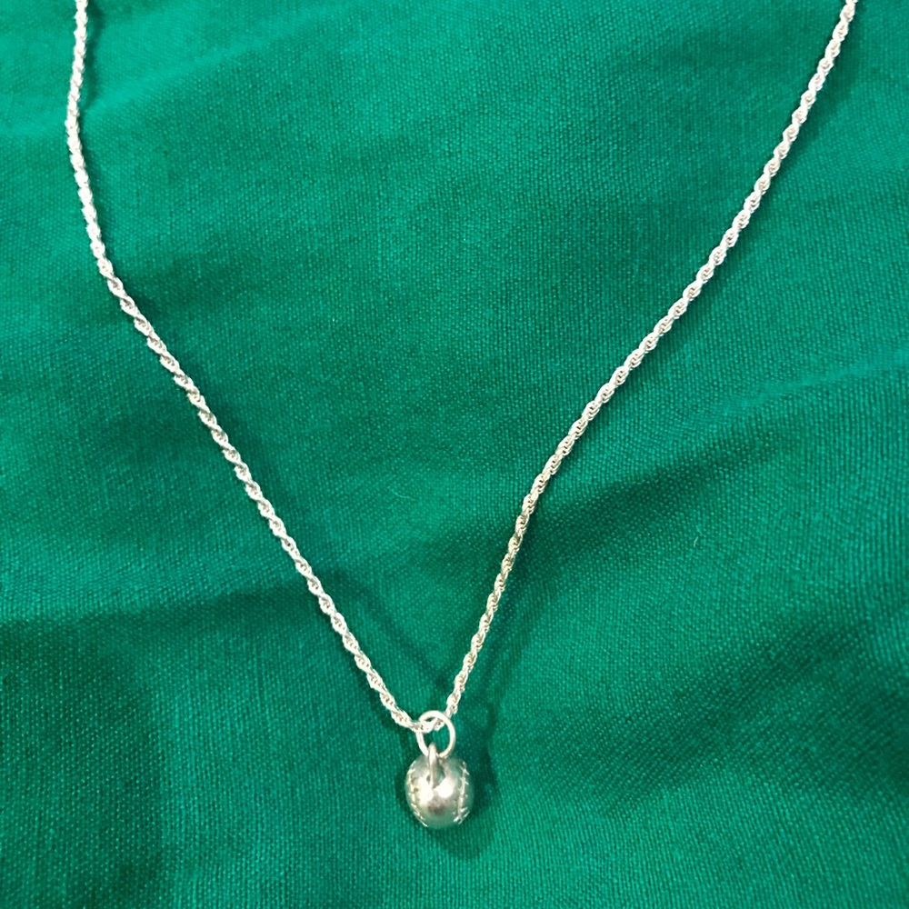 Silver Necklace w Baseball Charm