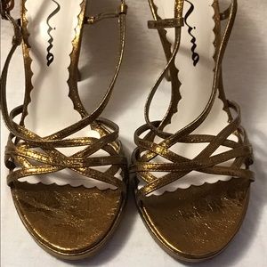 Nina Copper Metallic Strappy Heels Size 7