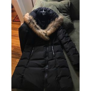 MACKAGE ADALI FITTED WINTER DOWN COAT FUR HOOD BLK