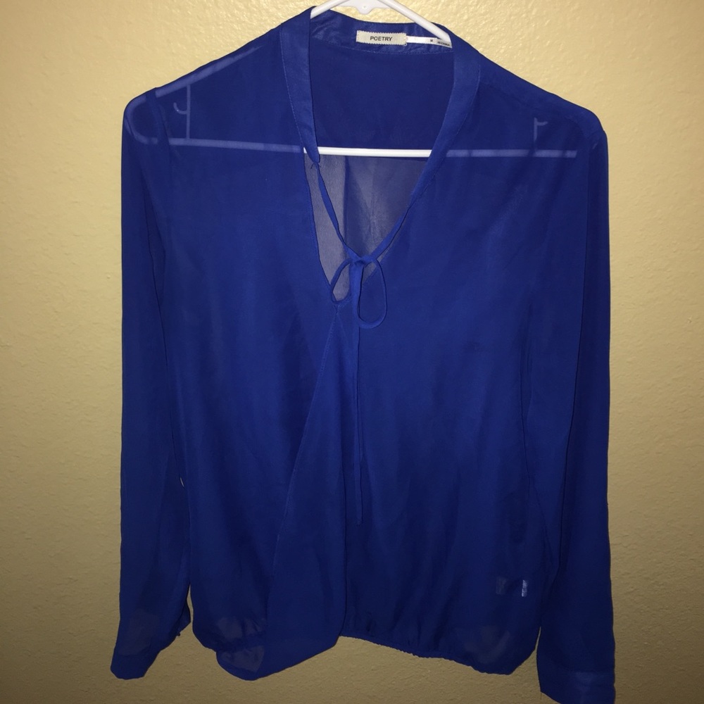 Royal blue sheer top