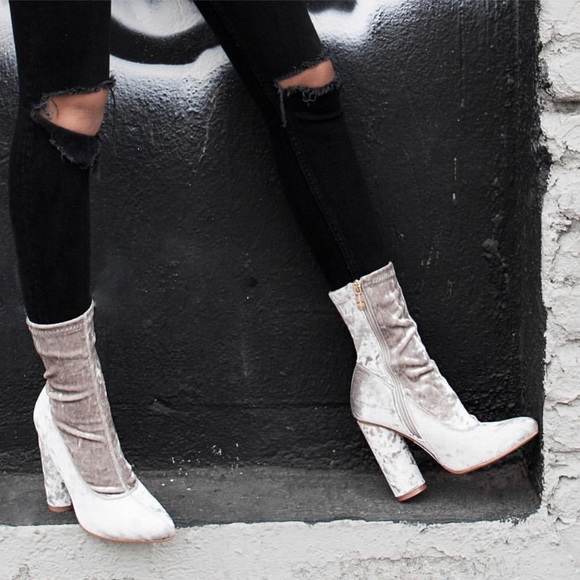 Shoes - Gray Velvet Mid-Calf Boots!