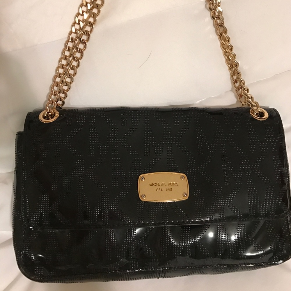 Black embossed Michael Kors shoulder bag
