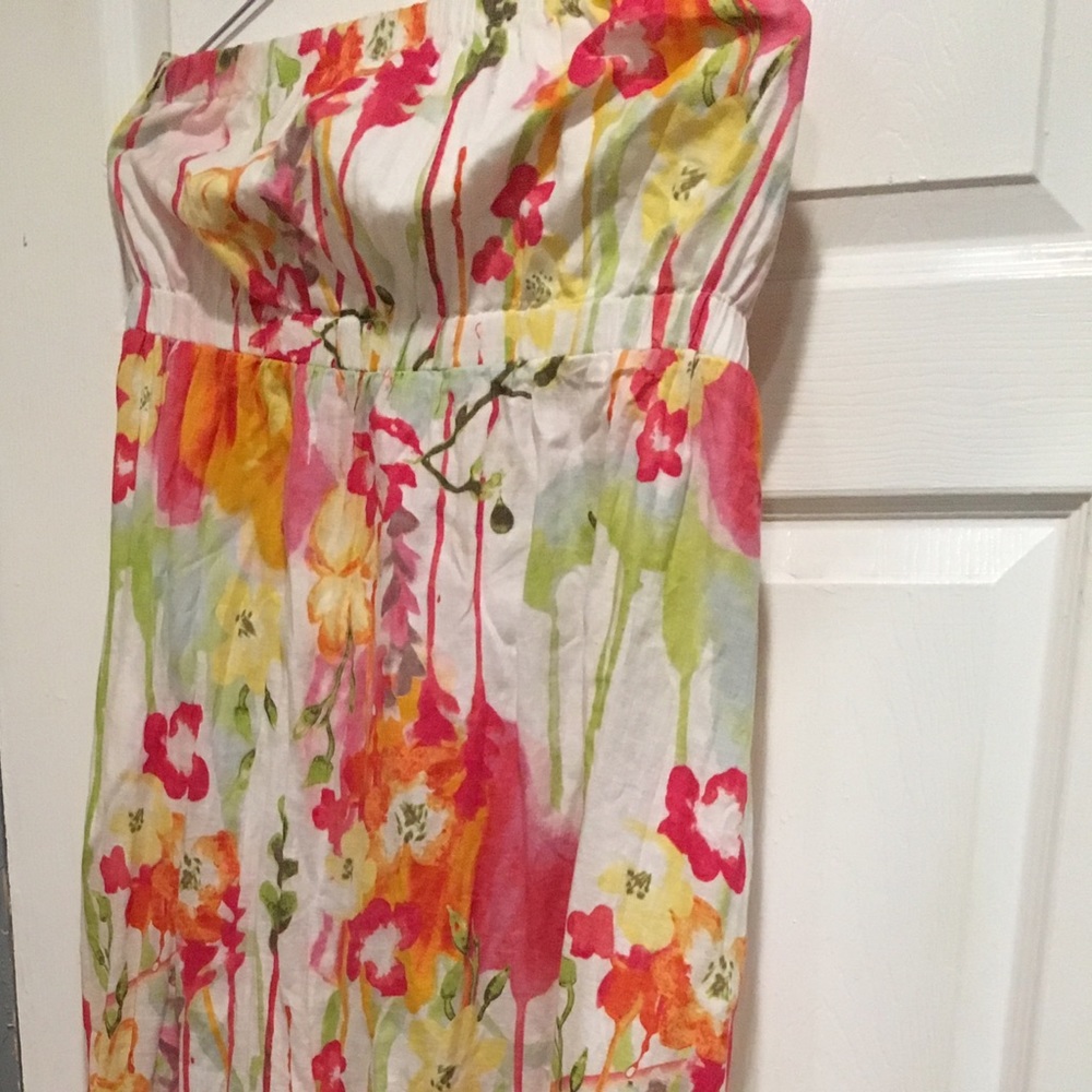 Xtra long Floral strapless dress XL