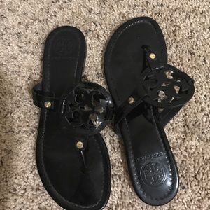 Patent leather black Tory Burch 'Miller' flip flop
