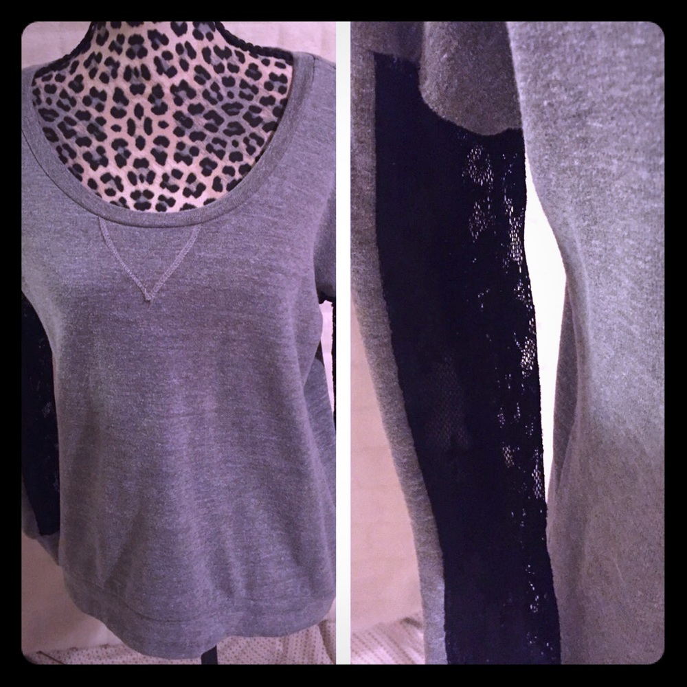 Grey Splendid sweatshirt with lace on sleeves