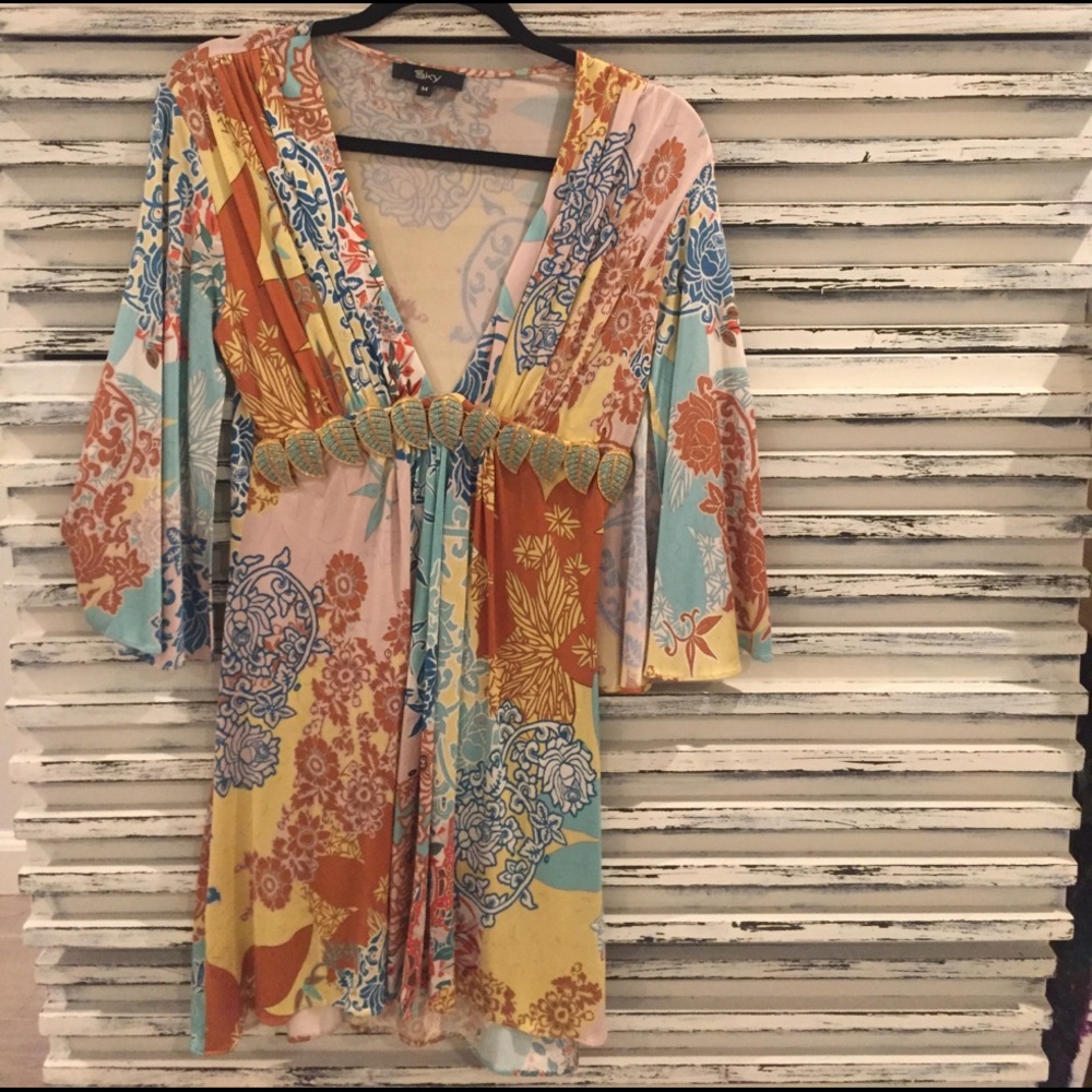 Sky size medium mini dress with deep v-neck