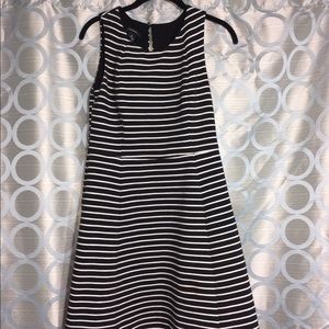INC Macy’s Black White Striped Dress Medium VG