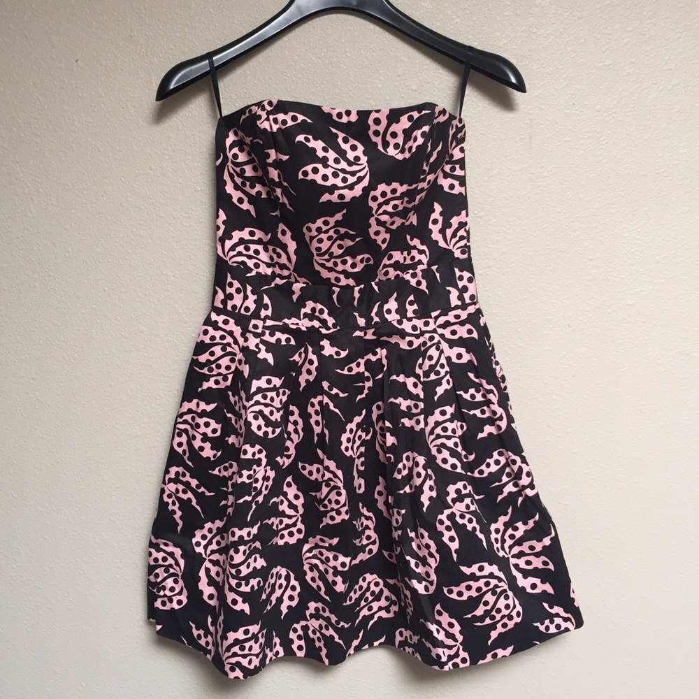 French Connection Floral Print Strapless Dress