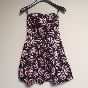 French Connection Floral Print Strapless Dress