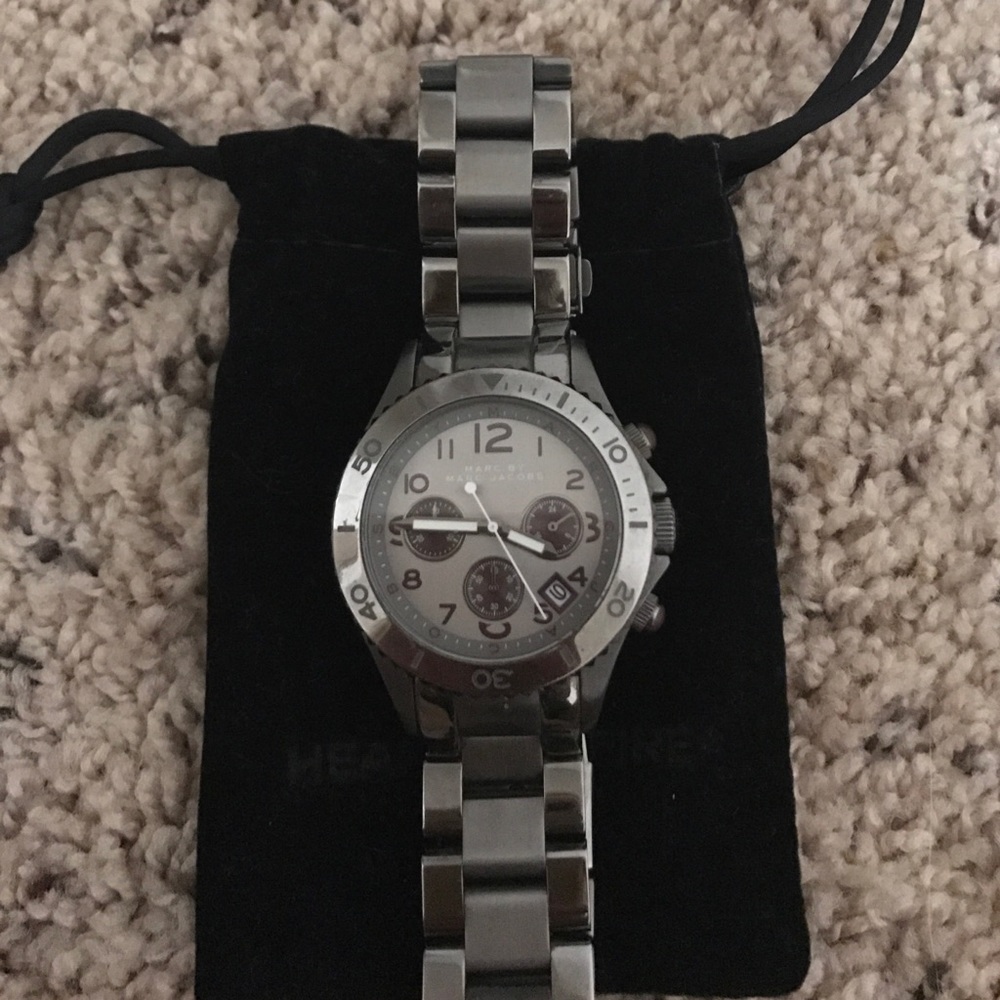 Gunmetal and burgundy Marc Jacobs watch
