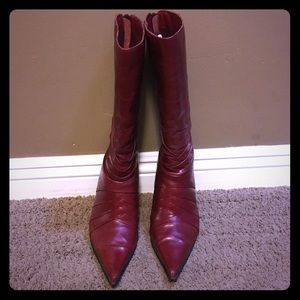 Aldo sexy red pointy toe mid calf boots euro 40